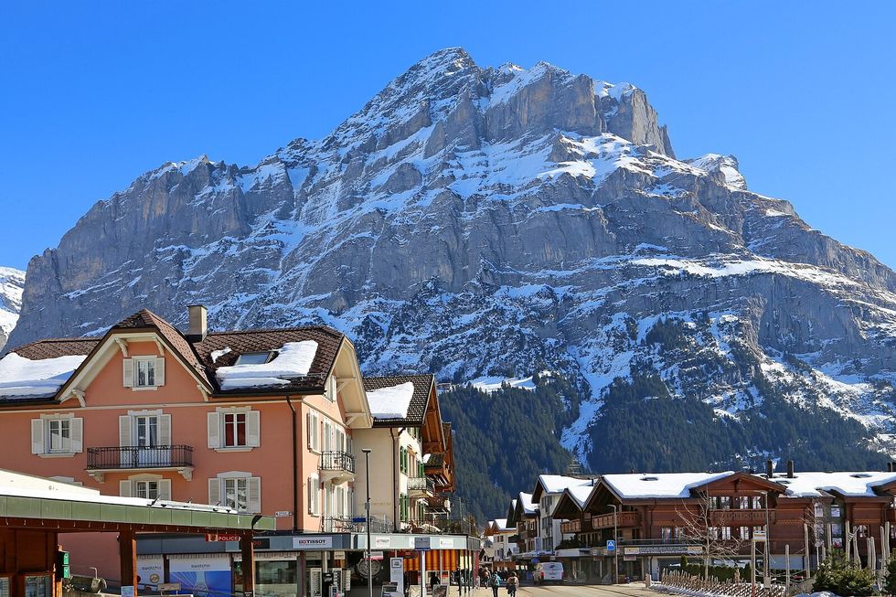 \u200bThe town of Grindelwald in Switzerland