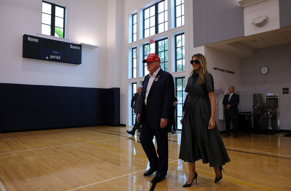 \u200bThe Trumps at Mandel Recreation Center on Election Day in Palm Beach, Florida