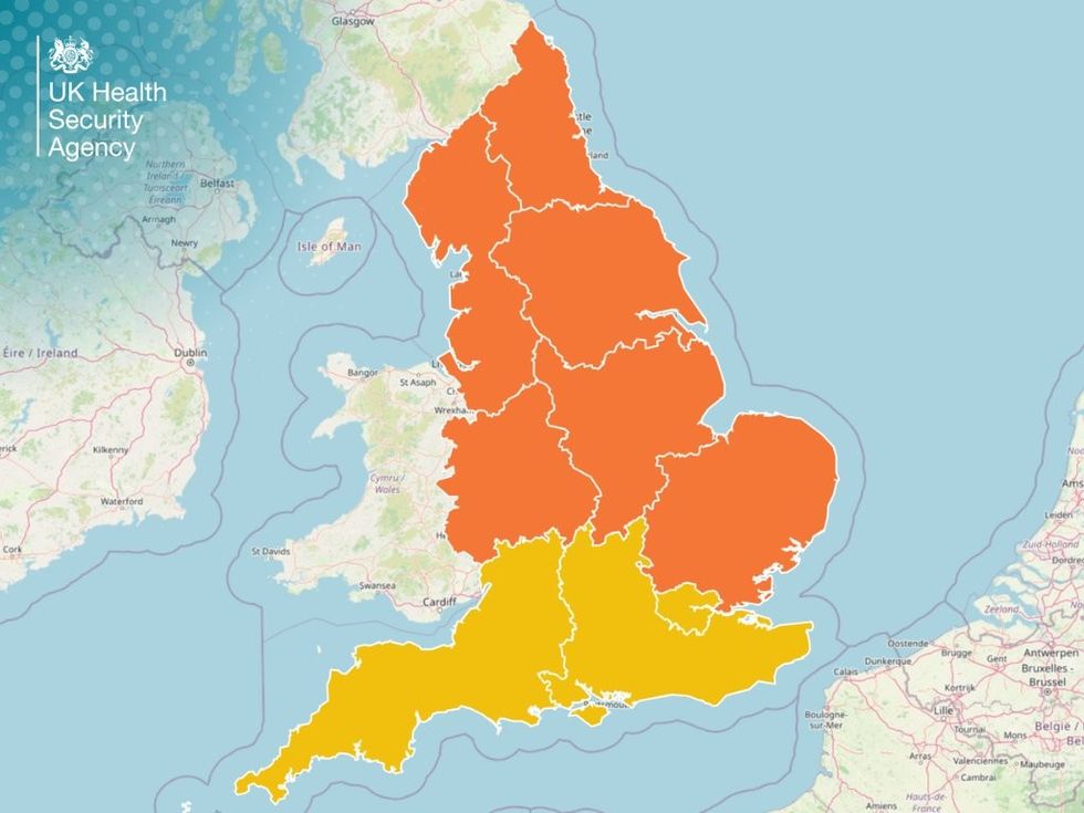 \u200bThe UK Health Security Agency has issued this map