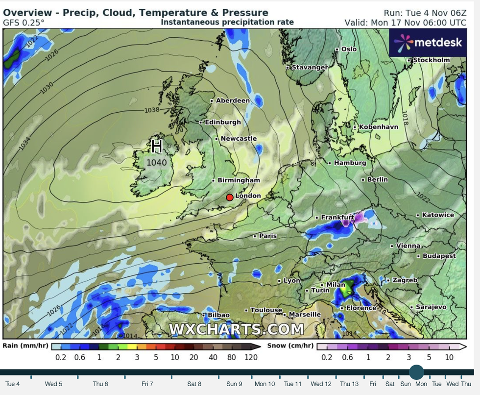 \u200bThe UK is predicted to sit under a pressure dome