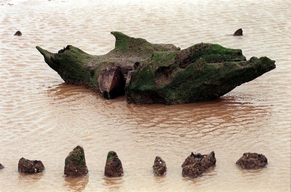 \u200bThe upturned stump at the centre of Seahenge