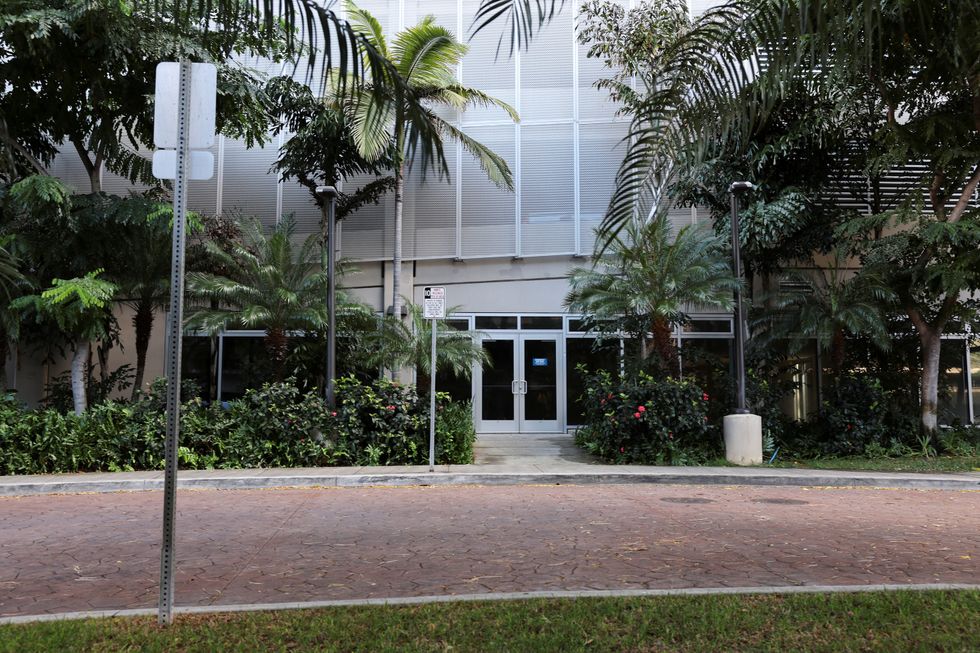 \u200bThe view of the lobby of an apartment building where, according to local media, Luigi Mangione, used to live