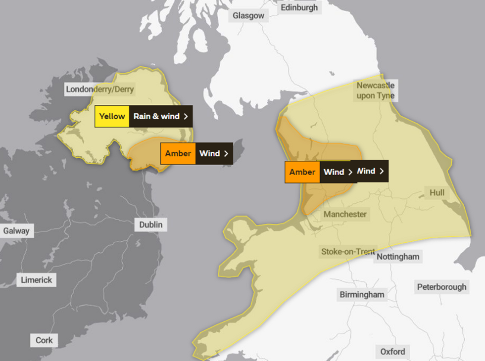 \u200bThe weather warnings currently in place issued by the Met Office