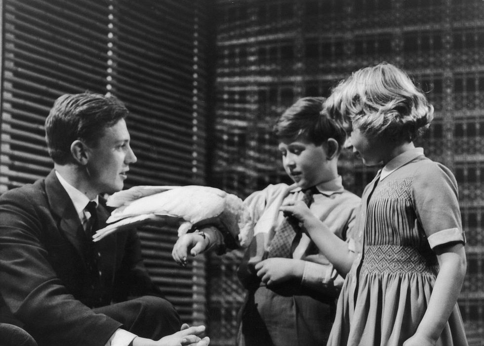 \u200bThen-Prince Charles and Princess Anne meet Sir David Attenborough