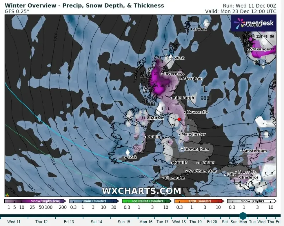 \u200bThere could be some snow on the day before Christmas Eve