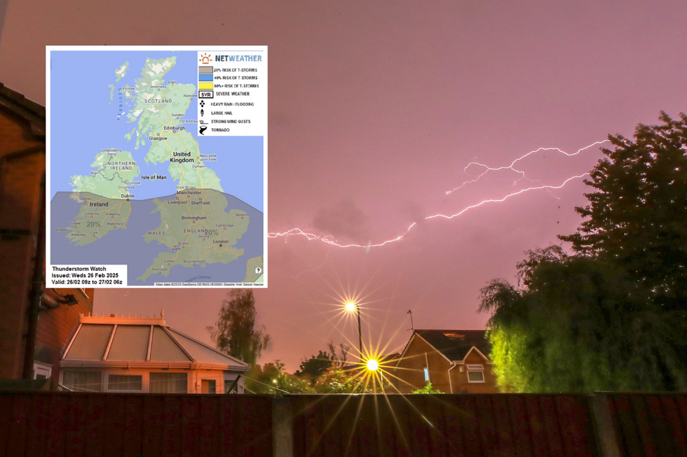 \u200bThunderstorms could cover the UK