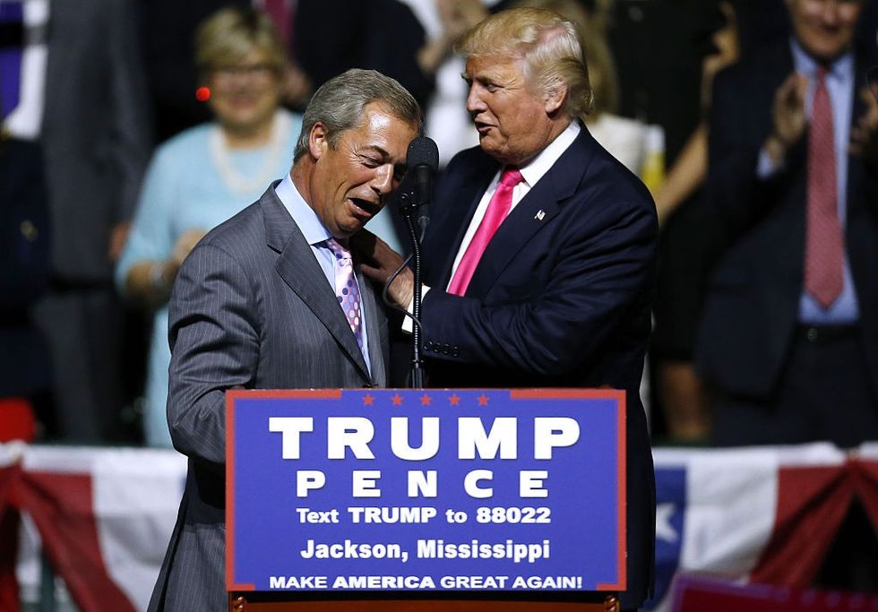 \u200bTrump and Farage (pictured in 2016)