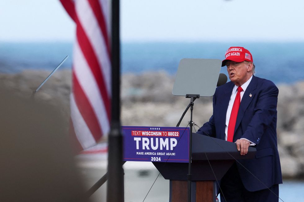 \u200bTrump speaking at a rally in Milwaukee