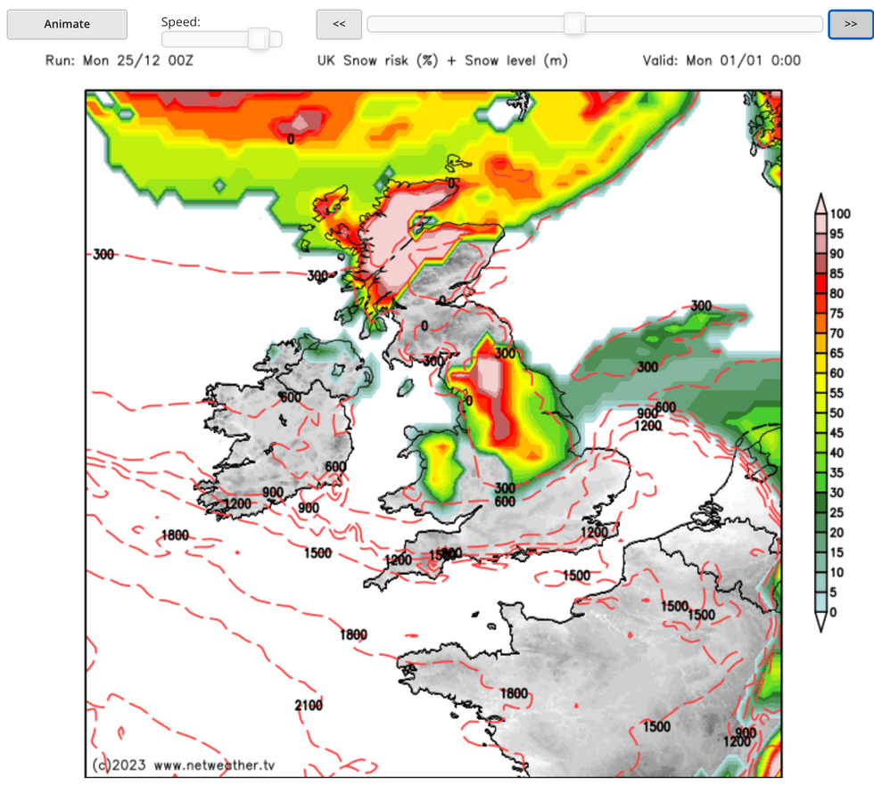 \u200bUK snow risk map for New Year