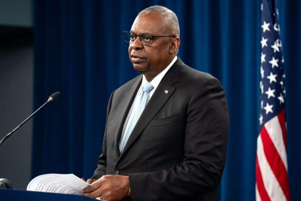 \u200bUS Secretary of Defence Lloyd Austin speaks during a press conference