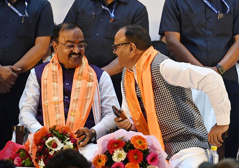 u200bUttar Pradesh Deputy CM Keshav Prasad Maurya with deputy CM Brajesh Pathaka