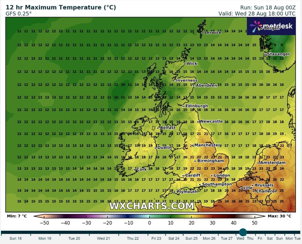 \u200bWeather map shows warm air creeping up from the south