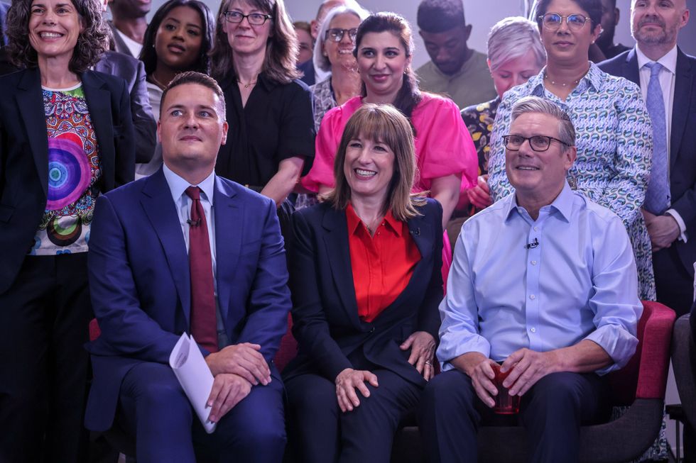 u200bWes Streeting, Rachel Reeves and Sir Keir Starmer at NHS 10-Year plan last July
