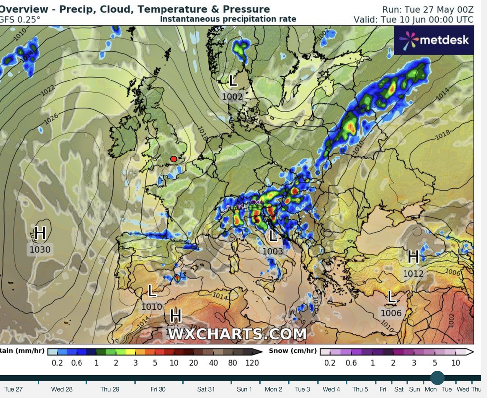 \u200bWX Charts map shows high pressure returning to Britain