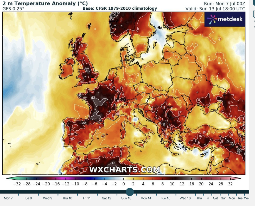 \u200bWX Charts map shows likelihood of temperature anomalies this weekend