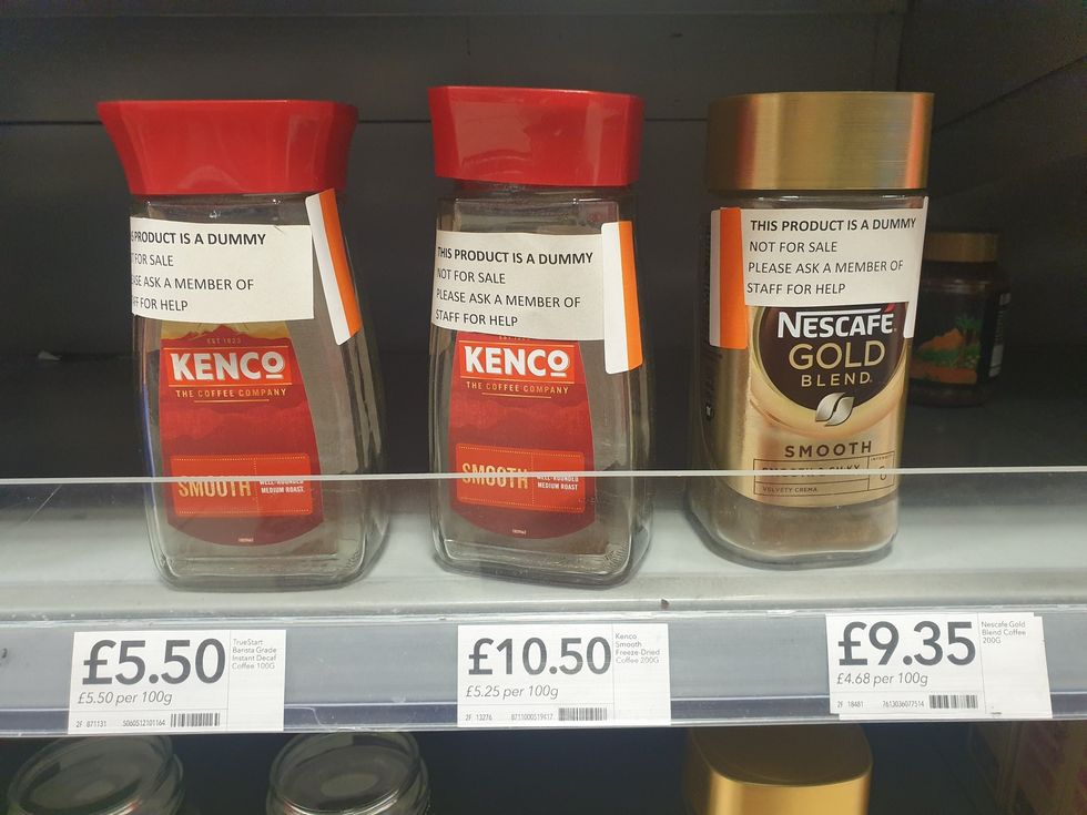 \u201cDisplay only\u201d coffee jars were put on shelves in a Co-op branch after the price went up to more than \u00a310