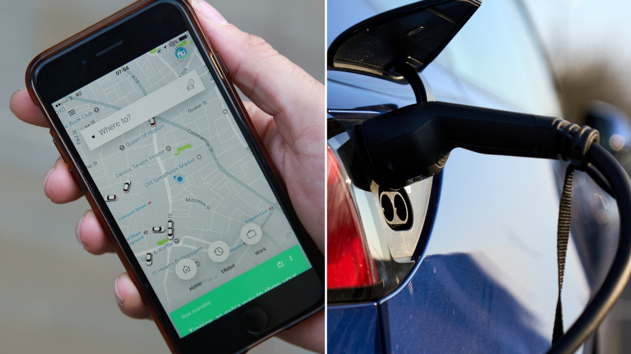 Uber app and an electric vehicle charging