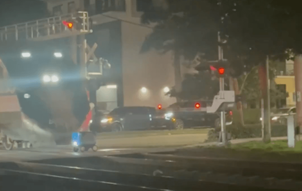 Uber Eats delivery robot hit by a train