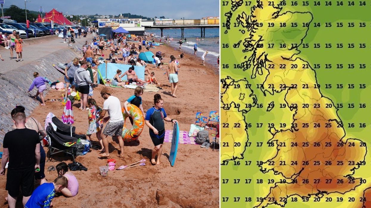 UK beach/weather map composite