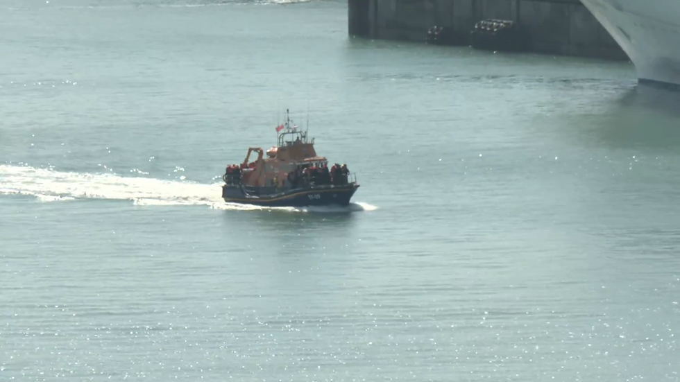 UK border craft entering Dover with fresh migrants