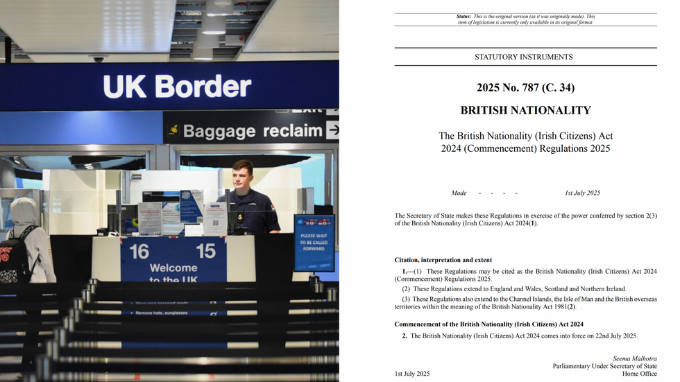 UK Border (left), British Nationality Act 2024 (right)