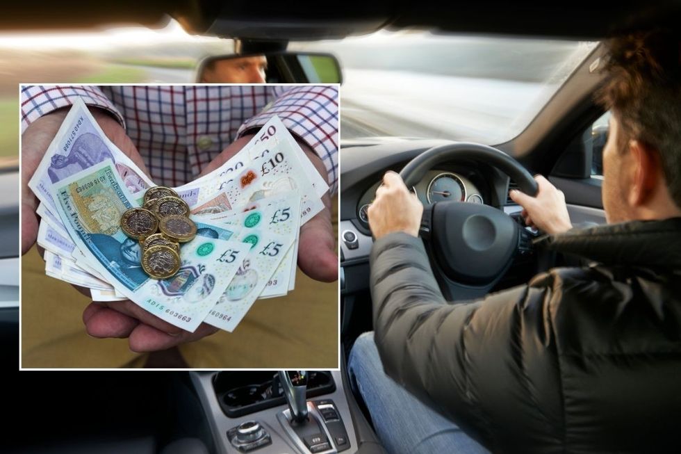 UK cash and a man driving a car
