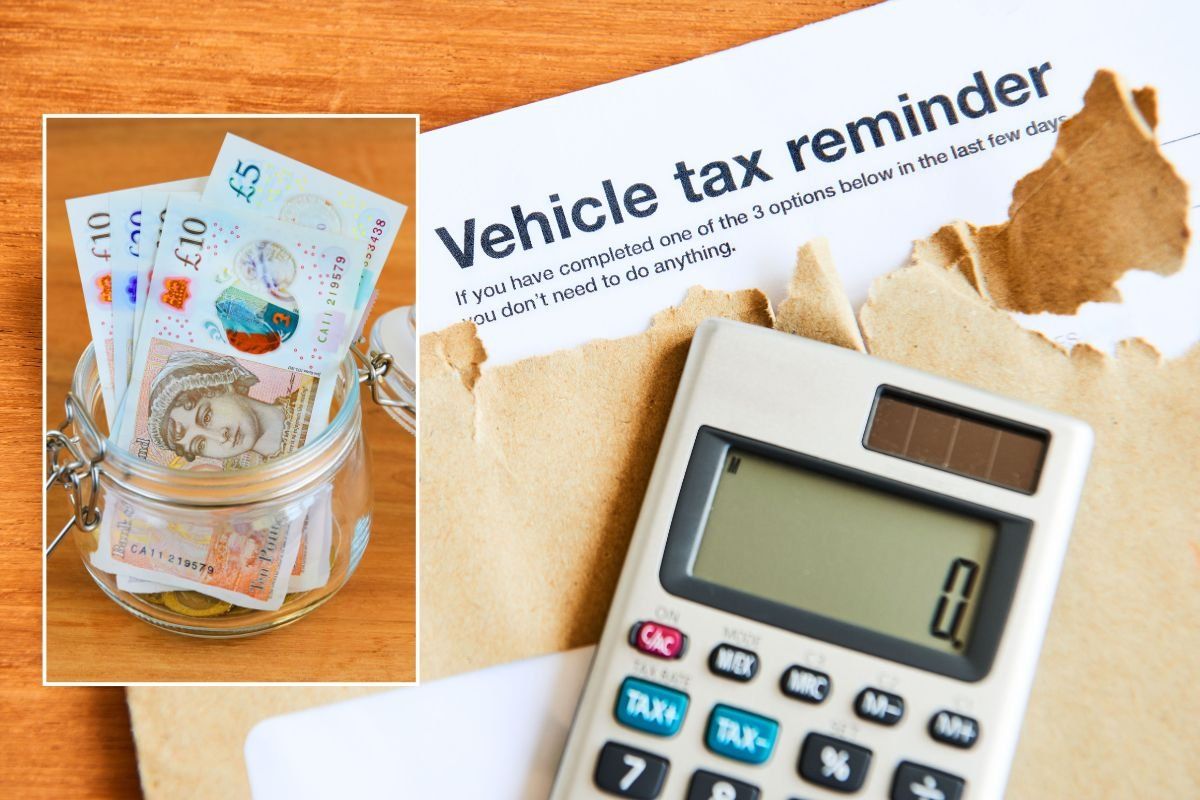 UK cash and a vehicle tax reminder letter