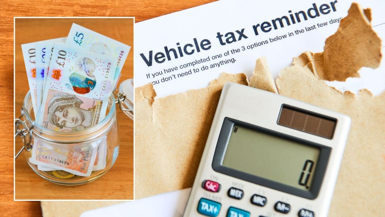 UK cash and a vehicle tax reminder letter
