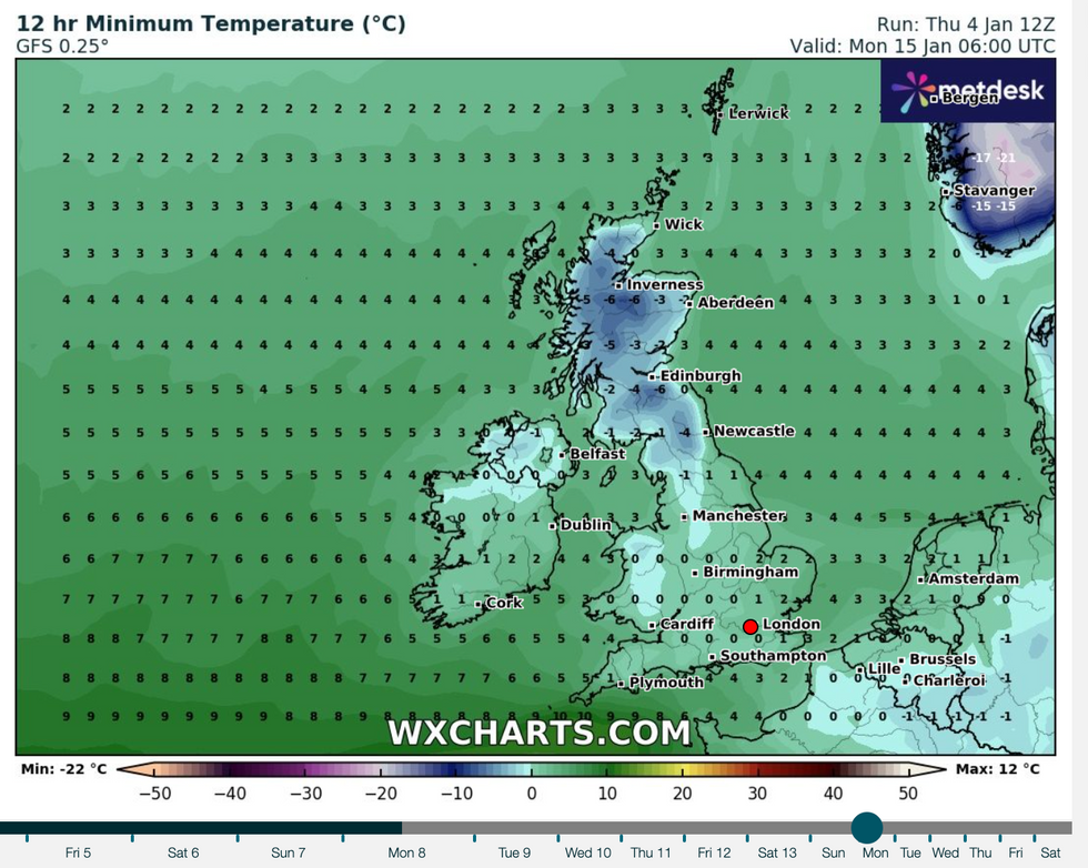 UK cold weather map