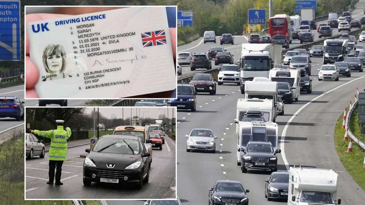 UK driving licence, a busy road and a police officer pulling a car over