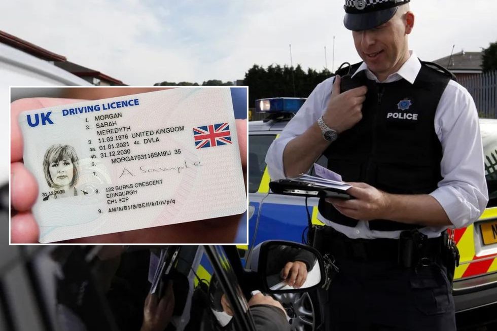 UK driving licence and a police officer