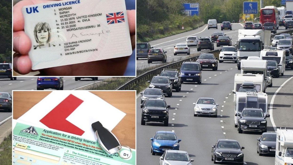 UK driving licence, learner licence application and a busy UK motorway
