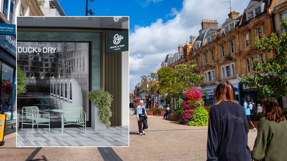 UK high street and Duck & Dry's store in Battersea