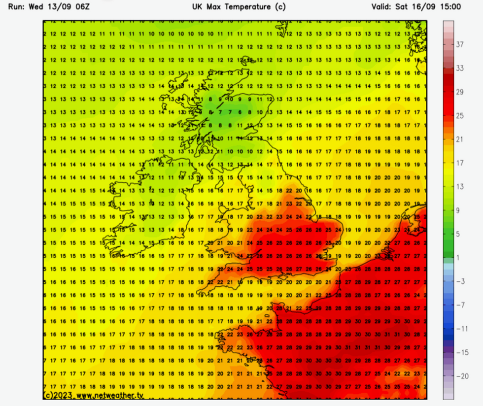 UK map weather heat