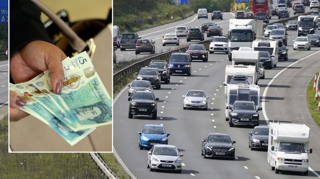 UK money and a busy UK motorway