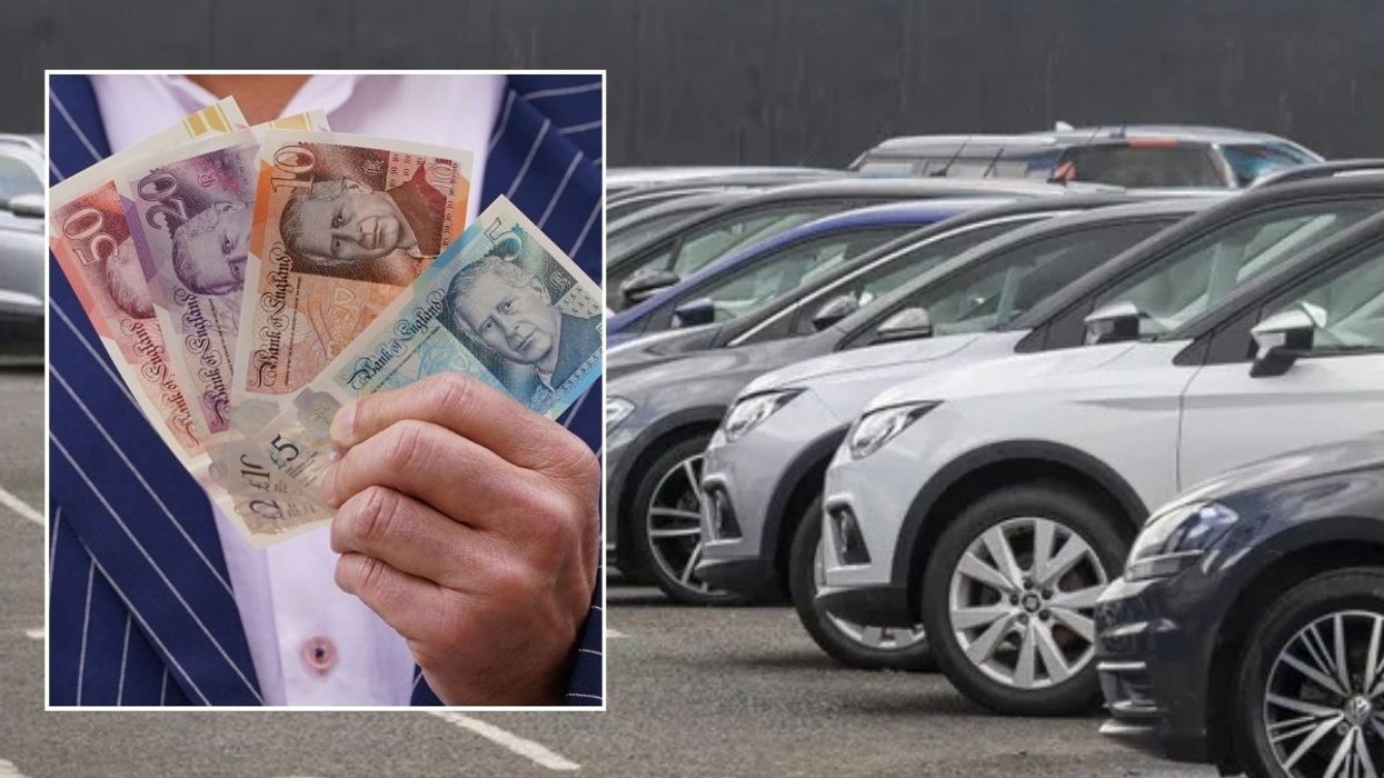 UK money and a car dealership