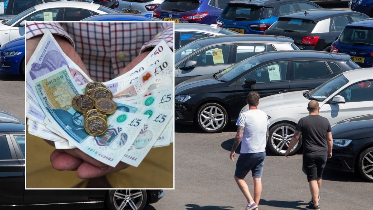 UK money and a car dealership