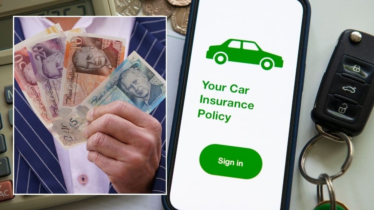 UK money and a car insurance policy