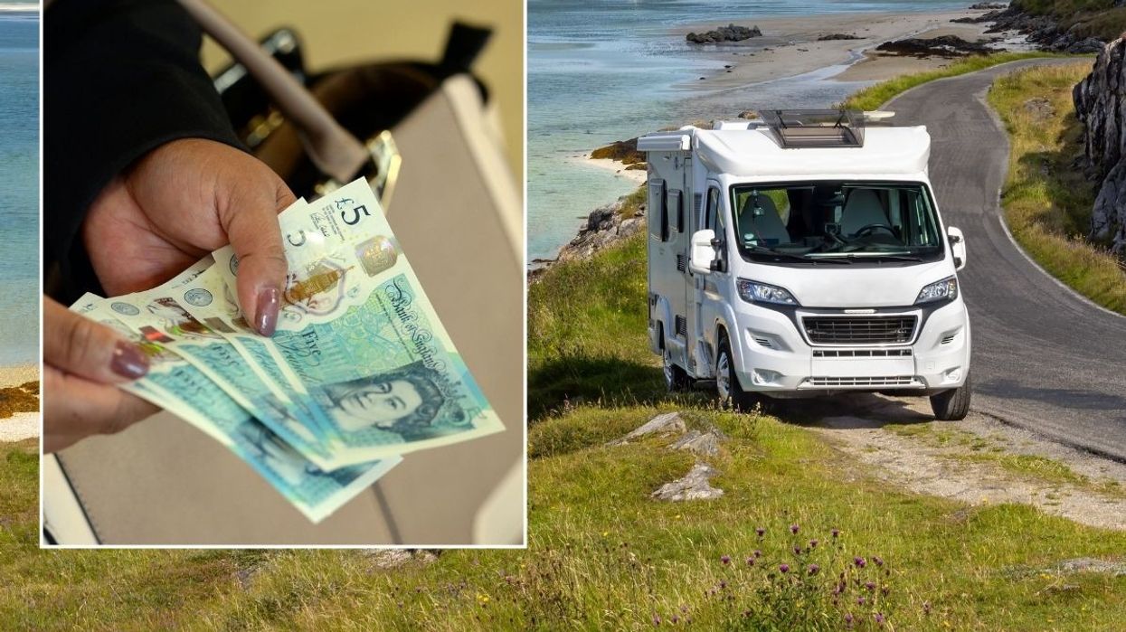 UK money and a parked motorhome