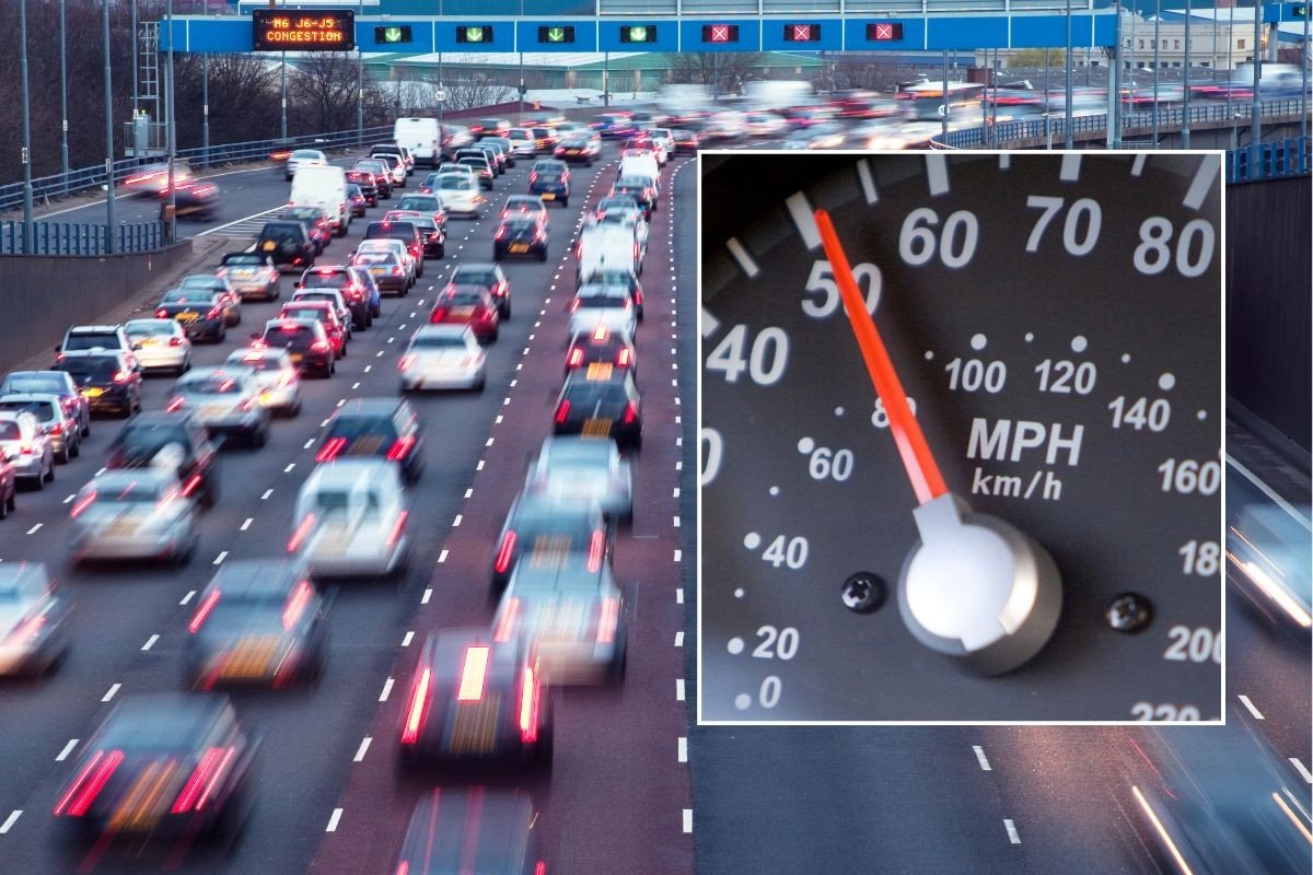 UK motorway and a speedometer