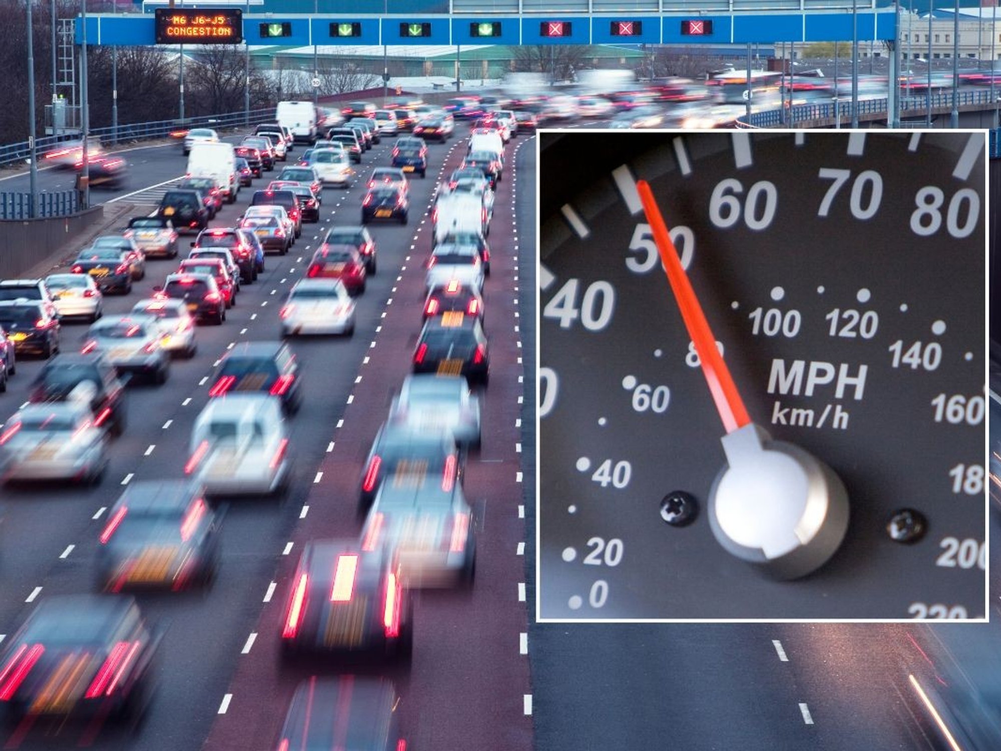 UK motorway and a speedometer