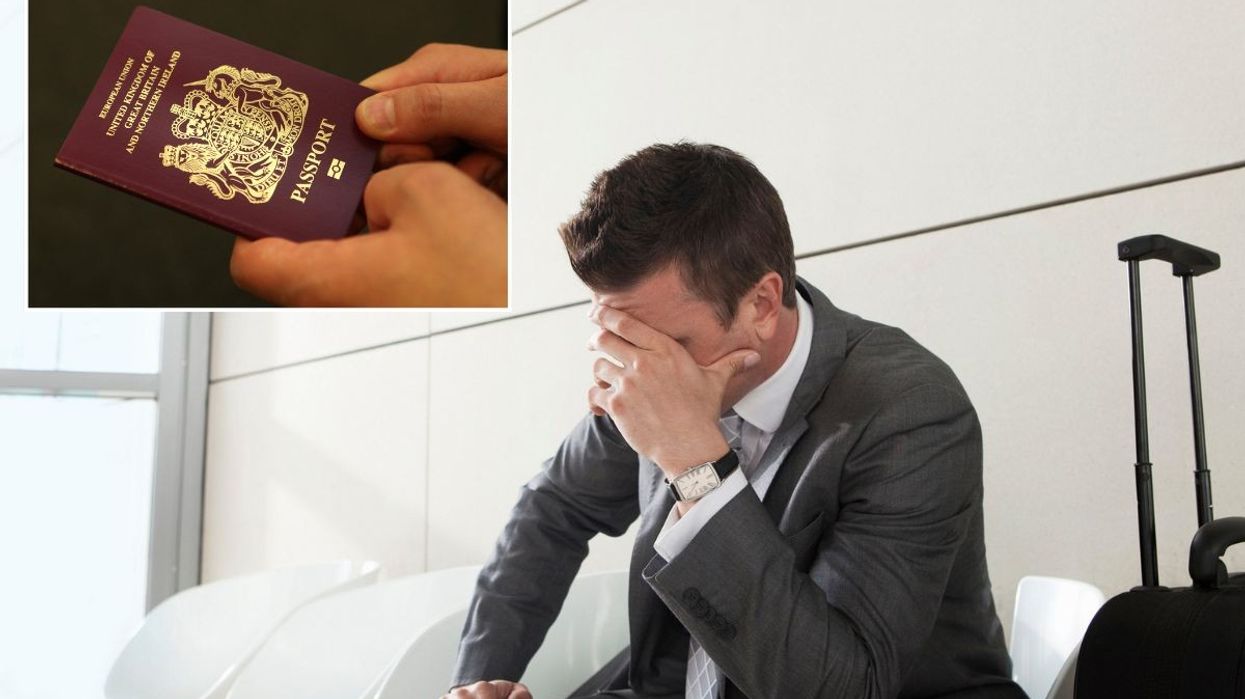 UK passport / Man stressed out at airport