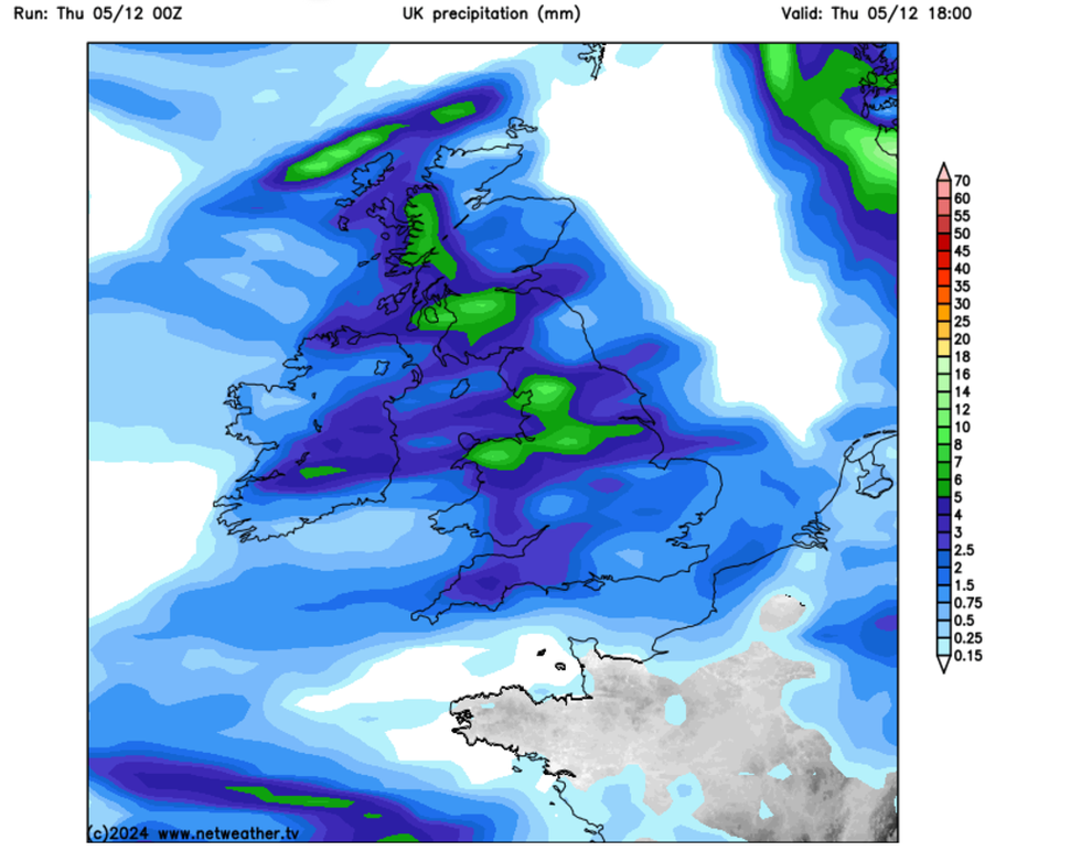 UK precipitation map