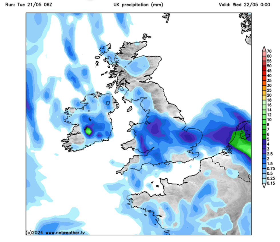 UK Precipitation mm map