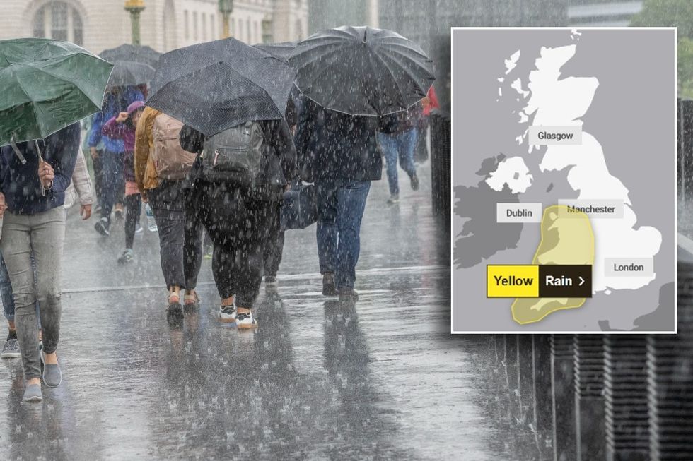 UK rain and weather alert over Wales and West England