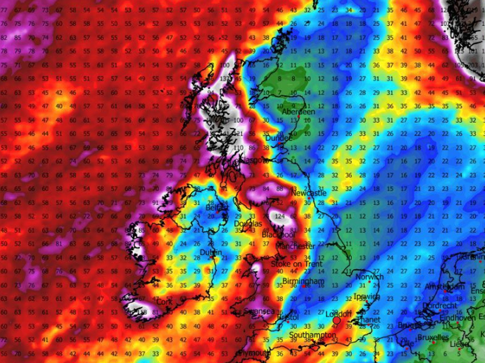 UK rainfall December 14