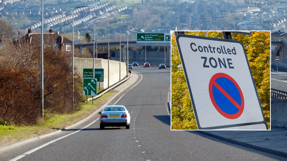 UK road and no stopping sign