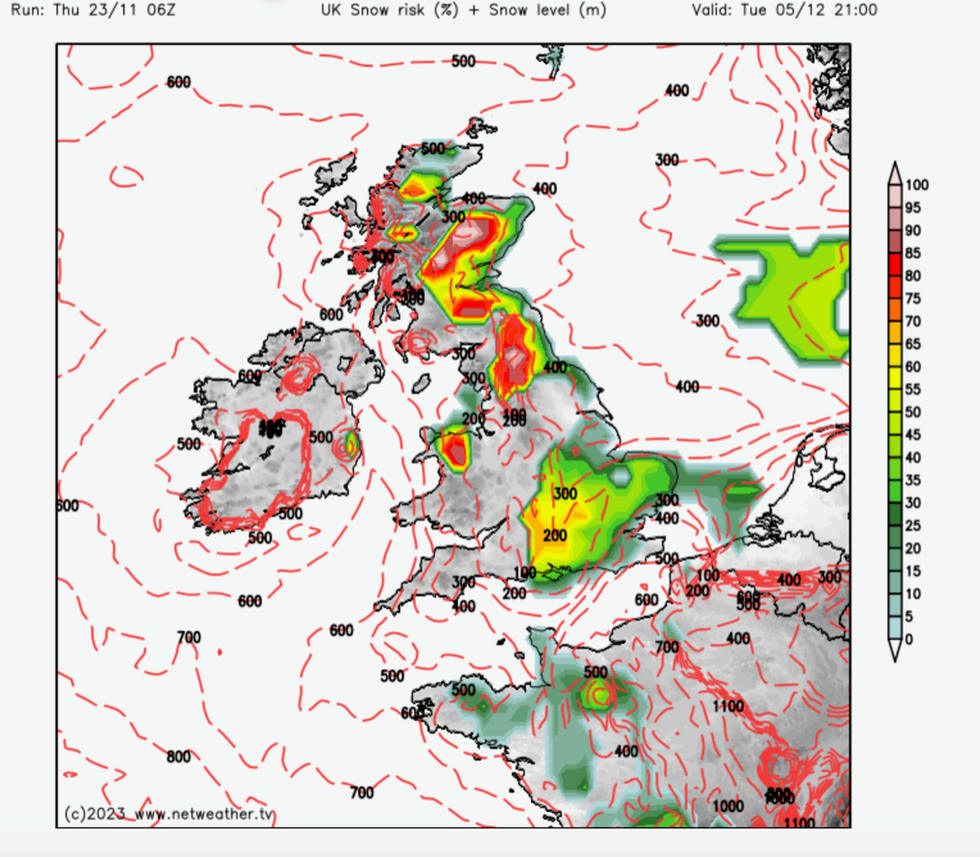 UK snow risk December