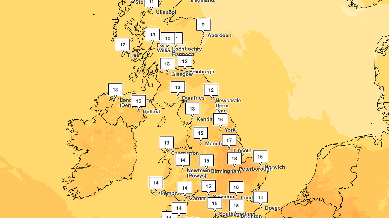 UK temperature weather map