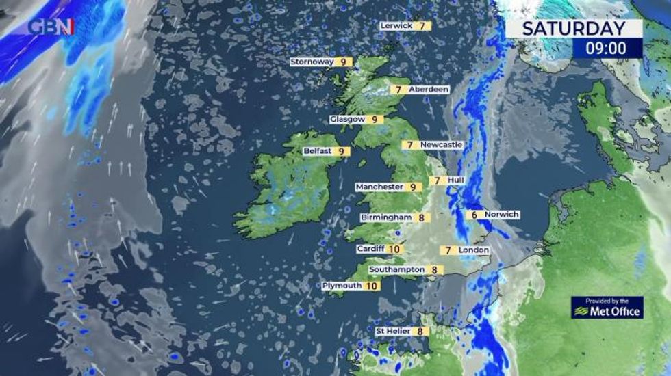 UK weather: Cloud and rain in southeast moving westwards, dry elsewhere